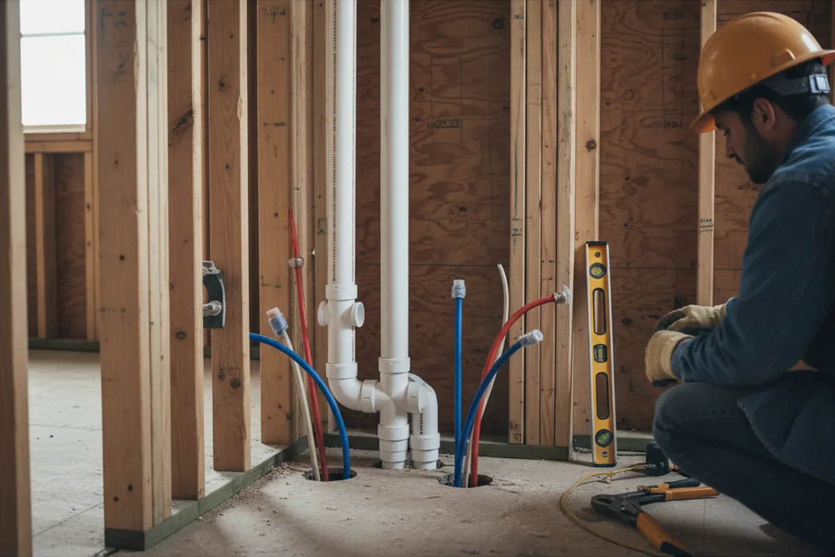 Drain and supply rough-in during Toilet Repair and Installation in Haddam