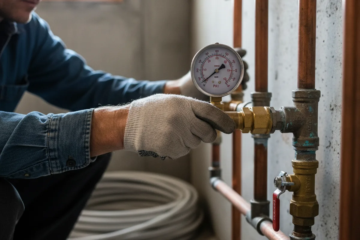 Pressure testing a repaired line during Water Line Repair in Haddam