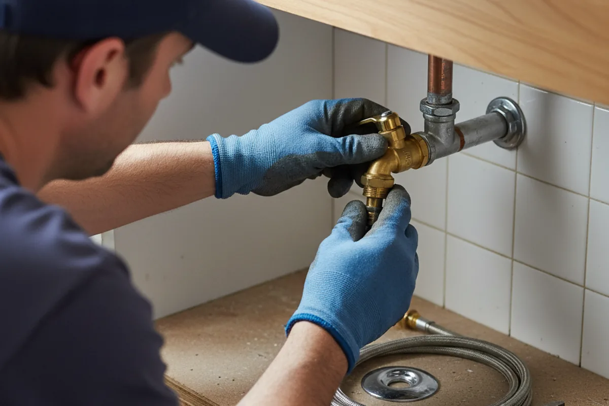 Shutoff valve and fitting work during Emergency Plumbing in Haddam